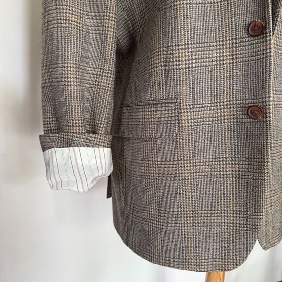 Lauren Ralph Lauren Oversized Boyfriend Wool Blazer | Glen Plaid 100% Lambswool - Picture 14 of 14